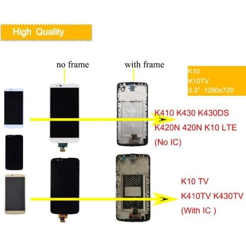 10Pcs/lot Display For LG K10 LCD Touch Screen with Frame For LG K10 TV LCD Display K410 K430 K430DS K420N 420N K10 LTE LCD IC