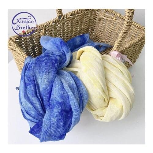 100% Linen Woman Spring Summer Scarf Muslim Hijab Tie Dye Scarves Women Bevel Edge Scarfs for Ladies