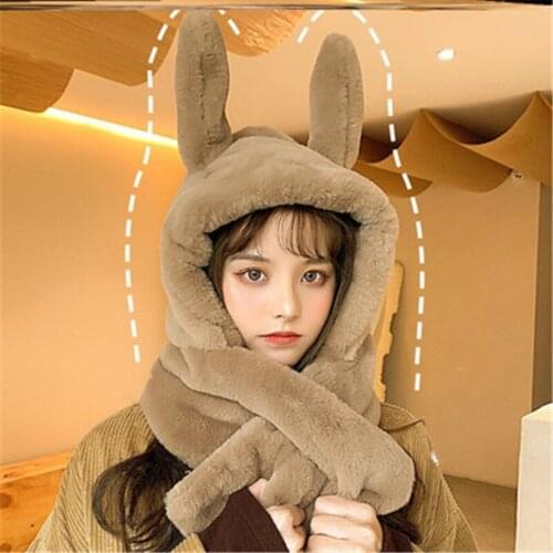 2021 Plus Velvet Bunny Ears Hat Womens Winter Cap Mens Rabbit Hats with Earflaps Plus Velvet Girls Hats