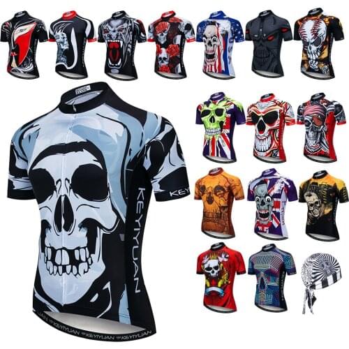 2021 Cycling Jersey Men Bike Jerseys Summer Short Sleeve MTB Skull mtb Cycling Clothing Quick Dry bicycle Top Ropa ciclismo