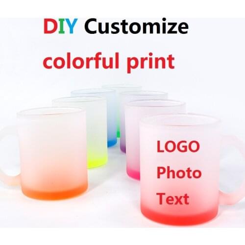 325ML(11oz) DIY print Gradient colors Glass Mug Cup customize Photo Image LOGO Text Creative Gifts Souvenir Promotion Sell