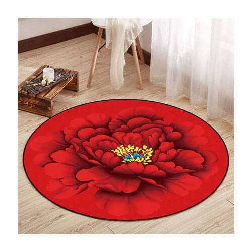 3D Rose Round Carpet Bedroom Bedside Dressing Table Bblanket Rattan Hanging Basket Computer Chair Cushion Floral Pattern