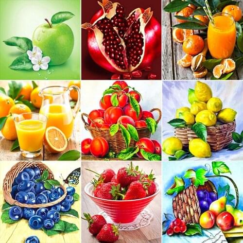 DIY 5D Diamond Painting Fruit Cross Stitch Kit Strawberry Lemon Full Drill Embroidery Mosaic Art Picture of Rhinestones Sale