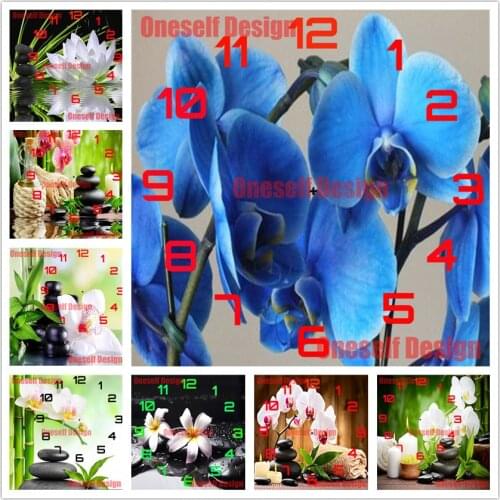 2021 great diamond embroidery clock flower 5d diamond painting clock flower rhinestone pictures decoration home diamond art kit