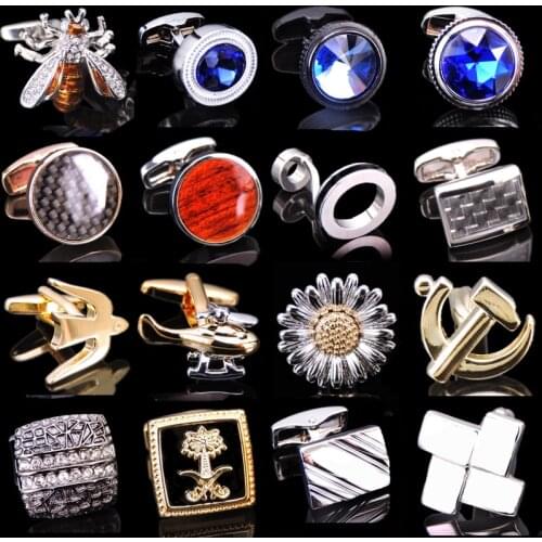 Free shipping, high-end luxury mens shirt gold Cufflinks brand new party emblem airplane little bee crystal mahogany Cufflinks