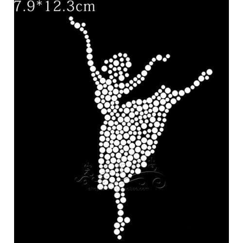 Free shipping Custom Order Shirt Iron on hot fix heat transfer applique dancer hotfix transfer rhinestones iamge