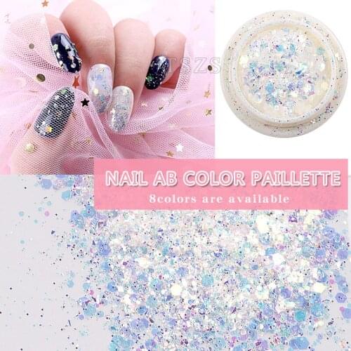 2box/lot Nail Glitter Sequin Shiny Broken Glass Flakes Paillette Irregular Sparkly Powder Mixed Nail Art Decorations