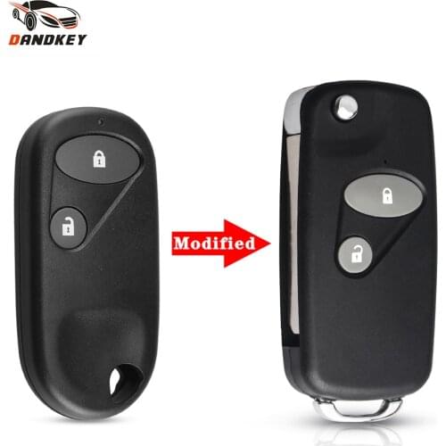 Dandkey Fob For Honda Accord Civic HRV CRV S2000 Modified Flip Remote Car Key Shell Case Uncut Blade Fob 2 Buttons Key Case