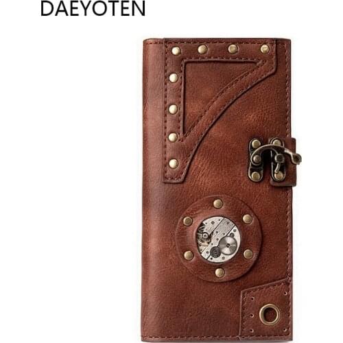 DAEYOTEN Retro Women Wallet 2019 Steam Gothic Men Wallets Rivet Ladies Purse Hot Sale Money Bag Long Wallet Card Holder ZM0362