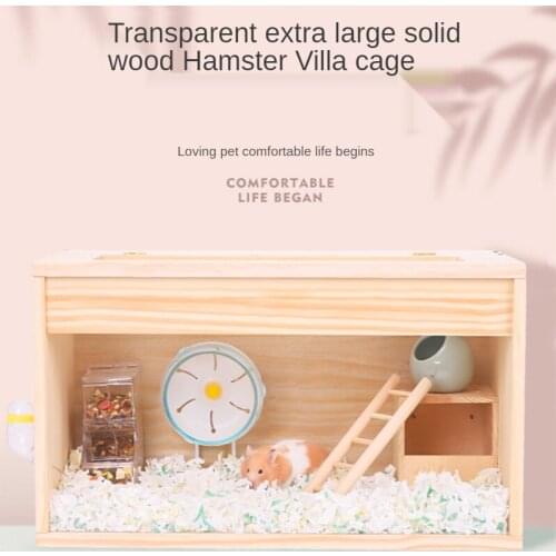 Wooden Hamster Cage Golden Bear Hedgehog Chipmunk Small Pet Oversized Villa Hamster Cage Landscaping Set Hamster Accessories