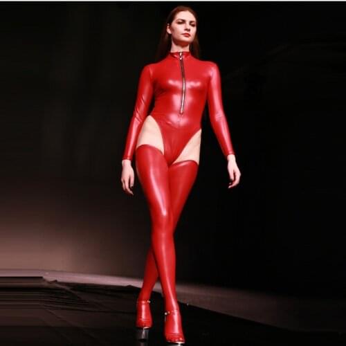 HOT Sexy Plus Size Latex Stockings Cosplay Punk Hip-pop Jazz Oil Black Stockings Moto Biker Club Stage Wear Black Red Blue W15