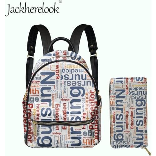 Jackherelook Nurse/Doctor Mini PU Backpack Clutch Wallet 2pcs/Set Women Luxury Satchel Girls Small Campus Schoolbag Bolsos Mujer