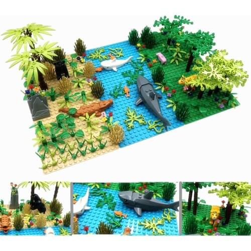 Forest Sea Animals MOC Blocks for Kids DIY EducationToys Juguetes for Children Classic Bricks Baseplate Compatible Big Brands