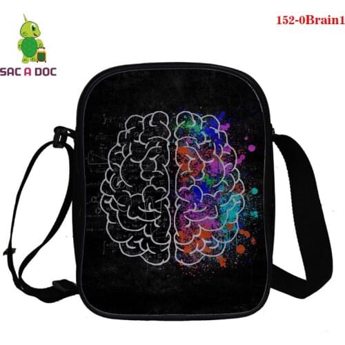 The Creative Brain Shoulder Bag Pack Purses and Handbags 3D Print The Creative Brain Zipper Crossbody Bags for Teenage Handbags