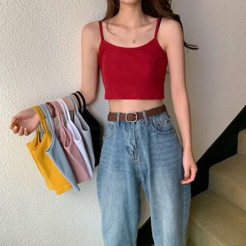 Fashion Women Sexy Solid Summer Camis Crop Top Female Casual Tank Tops Vest Sleeveless Cool Streetwear Club High Street