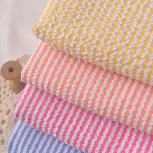 Small Fresh Striped Bubble Polyester-cotton Fabric Dress Childrens Clothes Baby Clothes Handmade Diy Top Clothes Fabric