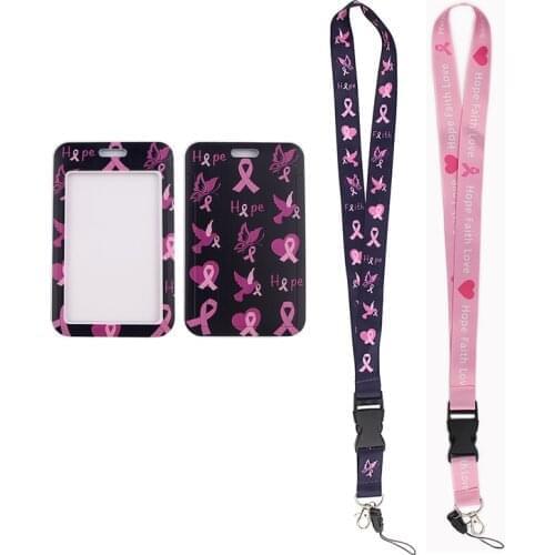 MD240 DMLSKY Prevent breast cancer Card Holders Case Phone Key Badge Camera USB Holders Neck Rope Lanyard with Keyring