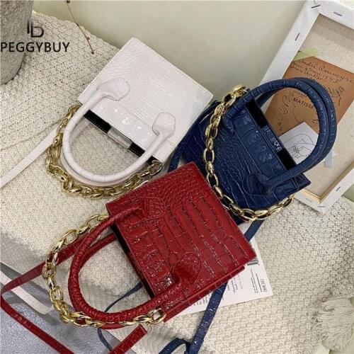 Cute Mini Crossbody Bag For Women 2021 Crocodile Pattern Casual Vintage Messenger Shoulder Bag Female Mini Handbag Lipstick Tote