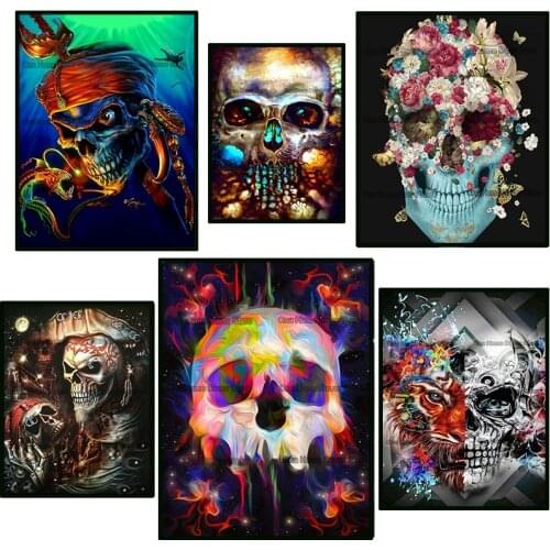 Skull flowers 5D diy Needlework diamond embroidery wedding decor resin diamond mosaic diy diamond painting cross stitch RA1315