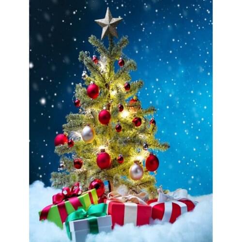 Christmas Tree Embroidery Kit Craft Needlework Set Cotton Thread Canvas Printed Christmas Gift Home Decor Wholesale