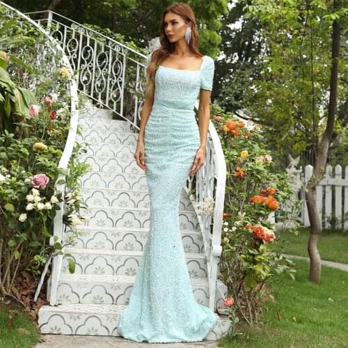 2021 New Style Luxury Short Sleeve High Waist Sparkly Full Length Prom Dresses Evening Gowns Fashion Vestido De Fiesta De Boda