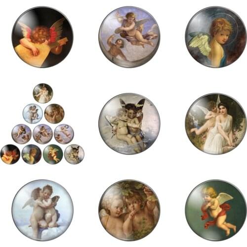Kind-hearted Good Angel Oil Coloured Drawing 12mm/20mm/25mm/30mm Round Photo Glass Cabochon Demo Flat Back Making Findings