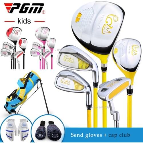 PGMGolf Club Full Set 3-12 YearOld Kids Children Boy Girl Beginner Training Set Wood Iron Swing Putter Headcover Bag Send Gloves