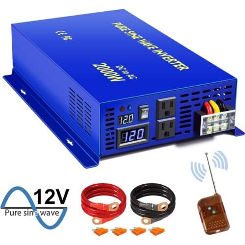 XYZ INVT 2000 watt Power Converter Pure Sine Wave Inverter 12v 24v 36v 48v dc to ac 120v 240V with Wireless Remote Switch