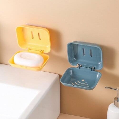Suction Cup Soap Dish Waterproof Box Drainage Soap Holder For Bathroom Home Travel Storage Bathroom Supplies