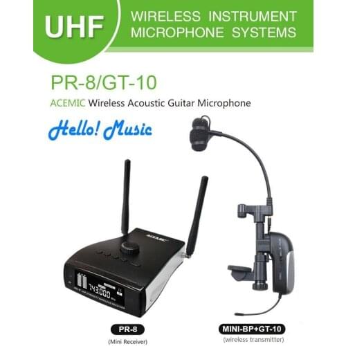 Hot AIBIERTE ACEMIC PR-8/GT-10 Professional stage true diversity wireless guitar microphone system use for Acoustic guitar