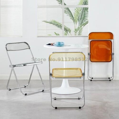 Womens clothing store photo transparent chair ins acrylic plastic crystal nordic dining chair folding net red makeup stool
