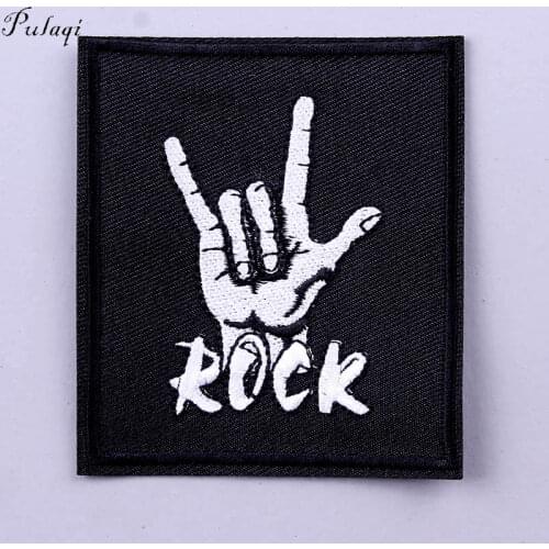Pulaqi Stripe Punk Rock Patch Band Embroidered Patches for Clothes Patch Iron On Patches Clothing Hippie Badges Clothes Sticker