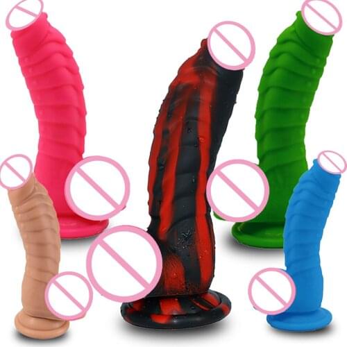 Realistic Dildo Fantasy Silicone Dildo with Suction Cup Ribbed & Studded 7 Inch Sex Tools for Females Clitoris Stimulation
