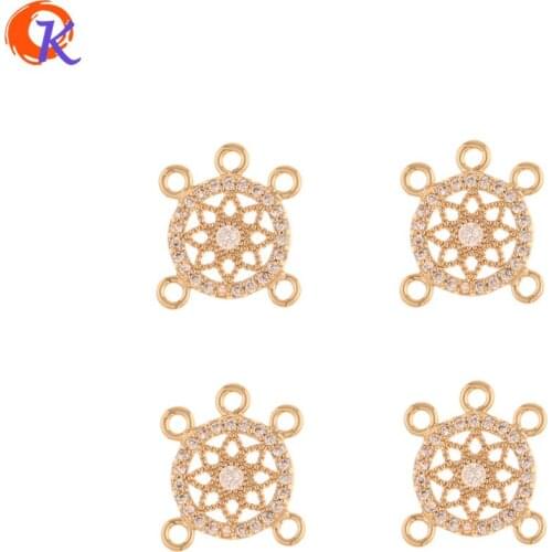 Cordial Design 30Pcs 11*13MM Earring Findings/CZ Charms/Connecotrs/Genuine Gold Plating/DIY Making/Hand Made/Jewelry Accessories