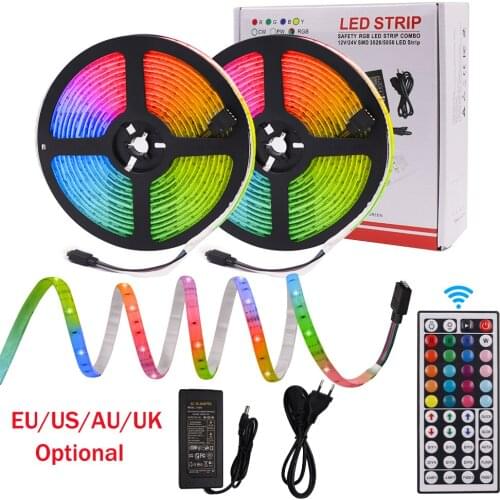 DC12V RGB LED Strip 5M 10M 5050 30LEDs/M Flexible LED Tape with RGB IR Controller Waterproof LED Ribbon Sponge Double-side Tape