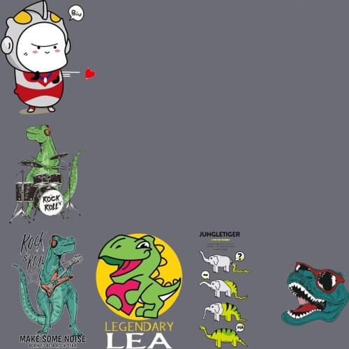 Japanese dragon cat Jurassic Park Heat Transfers Dinosaur On Patches For T-shirt Thermal Transfer Stickers DIY Accessories