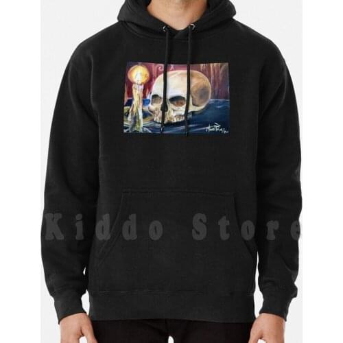 Skull By Candelelight hoodie long sleeve Sch ? Del Feuer Licht Knochen Gothic Metall Heavy Motorradschl