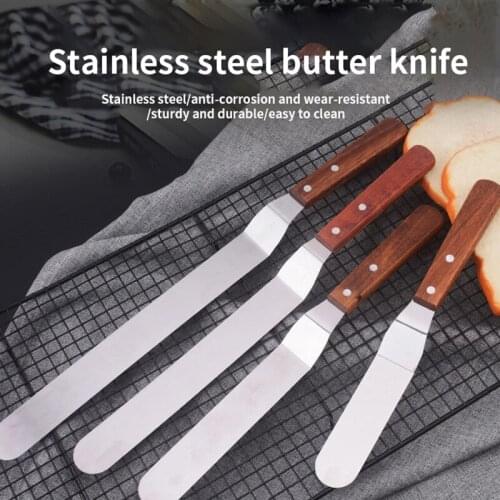 Cake Cream Butter Spatulas Kitchen Knife German Stainless Steel Cheese Cake Cutter Knife Wooden Handle