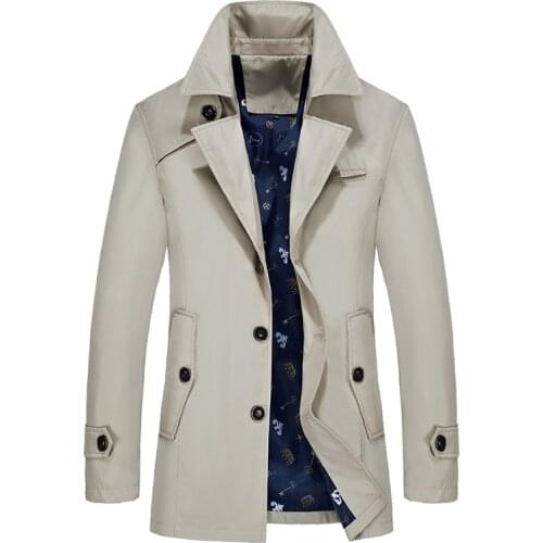 Spring Fashion Brand Men Trench Coat Turn-Down Collar Slim Men Single Breasted Jacket Solid Color Windbreaker Coat Plus Size 9XL
