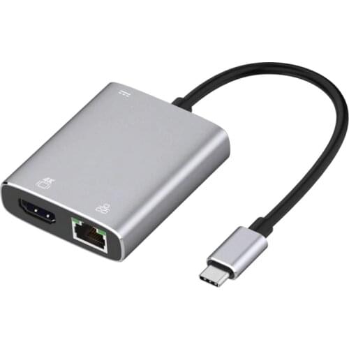 3 in 1 USB C Hub Type-C To HDMI-Compatible 4K@30Hz RJ45 Gigabit Ethernet PD Charging 5G bps High Speed Lan Wired Network Adapter