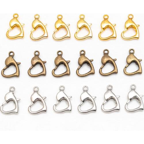 10x8mm 50PCS/lot Zinc alloy Lobster clasp heart-shaped Gold plating Screw Clasps Necklace Bracelet DIY Jewelry Making