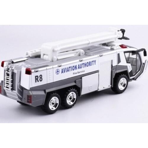 1: 32 Alloy Car Airport Fire Truck Model Engineering Car Sound And Light Toy Boy Birthday New Year Christmas Gift White