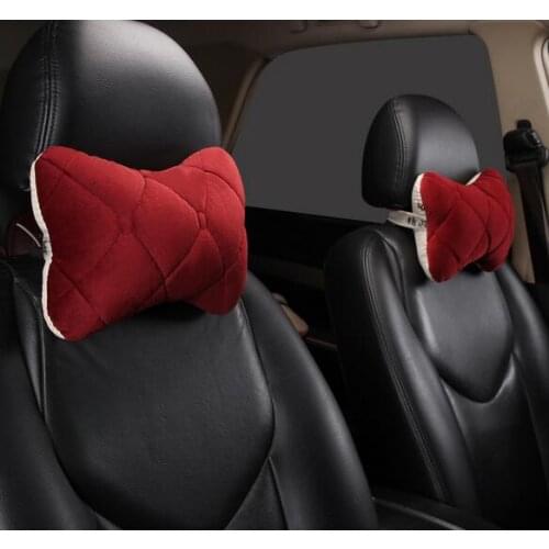 2 Pieces Car PU Leather Headrest Neck Pillow Car Head Neck Pillow Seat Back Support Cushion
