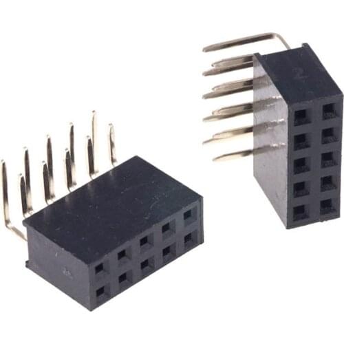 5pcs 2x10P 20 poles 2.54mm Female PCB Pin Header Right Angle Single row Through Hole Insulator height 8.50mm Rohs