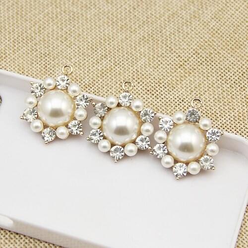 5pcs Pearl Rhinestone Embellishments Buttons Flatback Decorative For Crafts Bowknot Flower Jewelry Pendants Diy Decoration