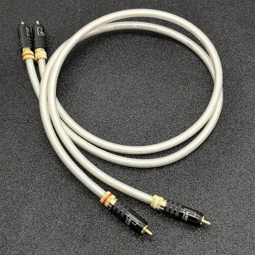 AHSY Audio Cable 1 Pair QED Signature 6N OCC Silver-Plated Hifi RCA Audio Cable With Gold Plated RCA Plug Connector