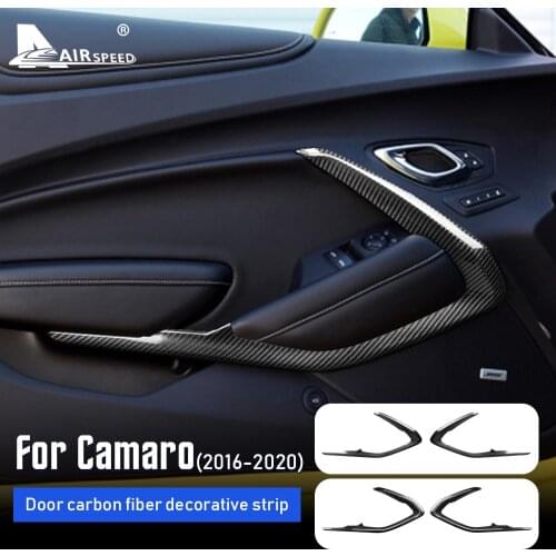 AIRSPEED Real Carbon Fiber Car Door Decorative Strip Interior Trim for Chevrolet Camaro 2016 2017 2018 2019 2020 Accessories