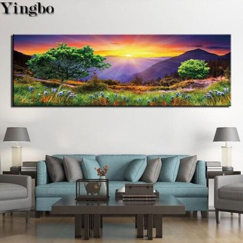 Large diy diamond embroidery natural scenery Sunset Mountain diamond painting full square drill mosaic diamond round