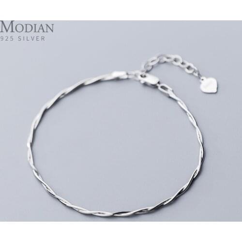 Modian Fashion 925 Sterling Silver Double Layer Cross Snake Bone Chain Bracelet for Women Adjustable Bracelet Fine Jewelry Gift