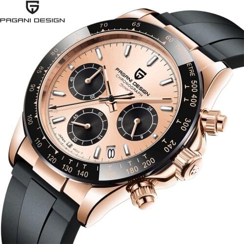 PAGANI DESIGN Original Mens Japan Seiko Quartz WristWatches Date Multi Function Male 100m Waterproof Chronograph Sport Clock